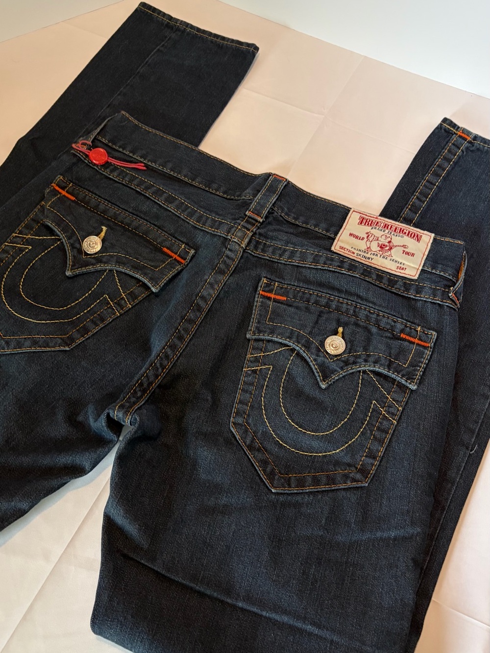 True Religion Section Skinny Jeans Dark Wash Flap Pocket